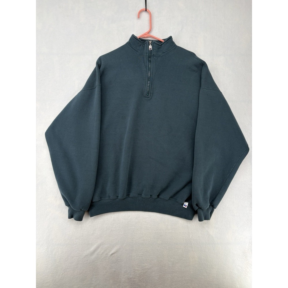 Russell Athletic Vintage Quarter Zip Pullover Sweatshirt Mens 2XL Blue 00099